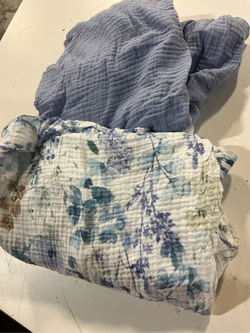 Condition photo showing Good Condition for tillyou muslin mini crib sheets 2 pack, pack and play mattress sheets fitted for pack n play, 38'' x 26'' sheet for toddler, blue flower blue flower 38 x 26 inches