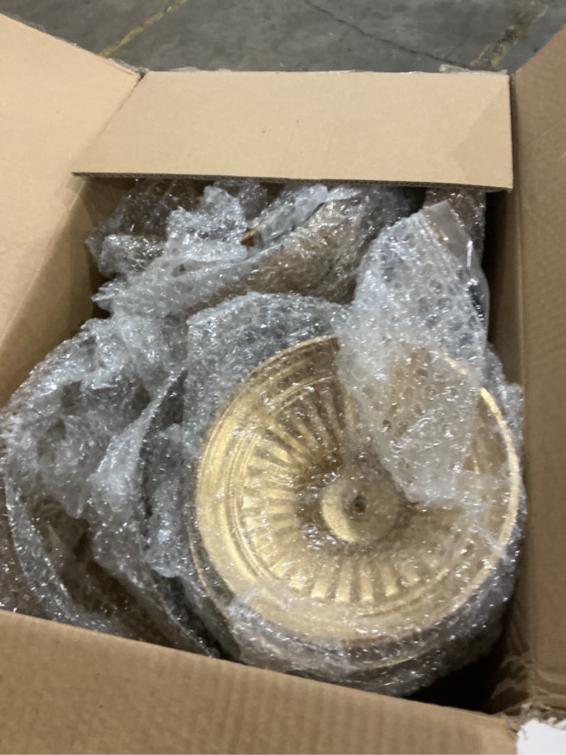 Condition photo showing Good Condition for nuptio gold compote vase for centerpiece: 8.5" wide short pedestal footed bowl for flowers - distressed brass urn for decorative wedding table set of 10