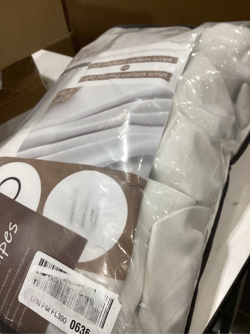 Condition photo showing Good Condition for natural linen beige white 92 inch curtains 2 panels set for office, petty memory shape trained pinch pleated blackout noise cancelling curtain with hooks rings for kids room 90-92 length window drapes beige white 40"w x 92"l (pack of 2)