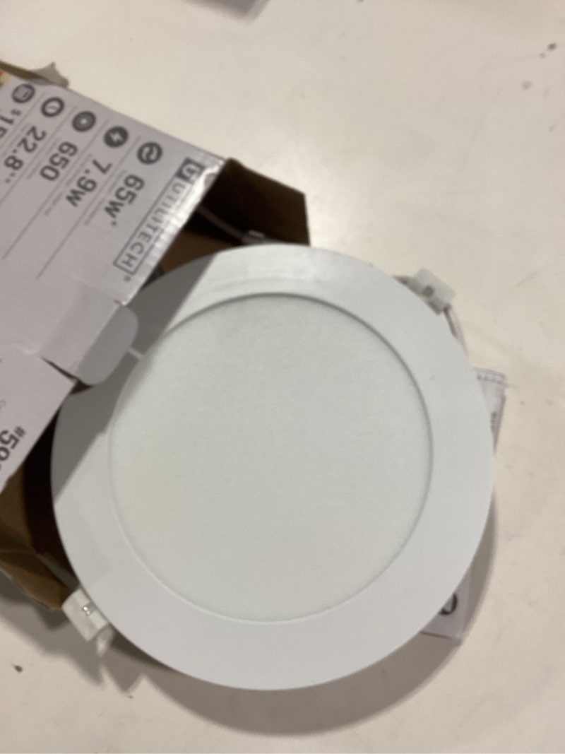 Condition photo showing Good Condition for utilitech white 6-in 650 -lumens switchable white round dimmable led canless wet rated