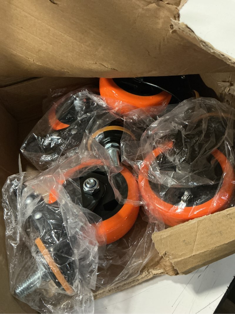 Condition photo showing New/Like New for 4 inch caster wheels 2000lbs, threaded stem casters set of 4 heavy duty, 1/2"-13 x 1 (screw diameter 1/2", stem length 1"), safety dual locking industrial castors, wheels for cart, furniture 4 inch 1/2"-13x1"