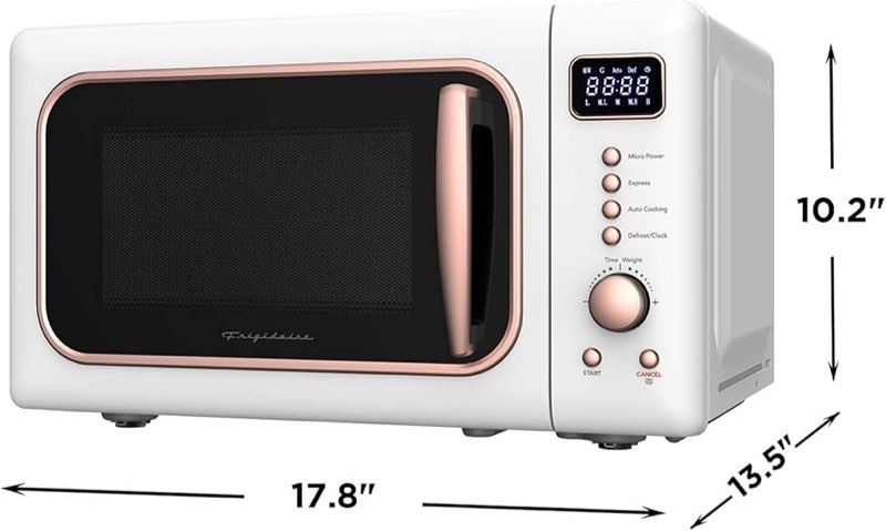 frigidaire emw788retro 0.7 cu. ft. retro microwave, white-rosegold