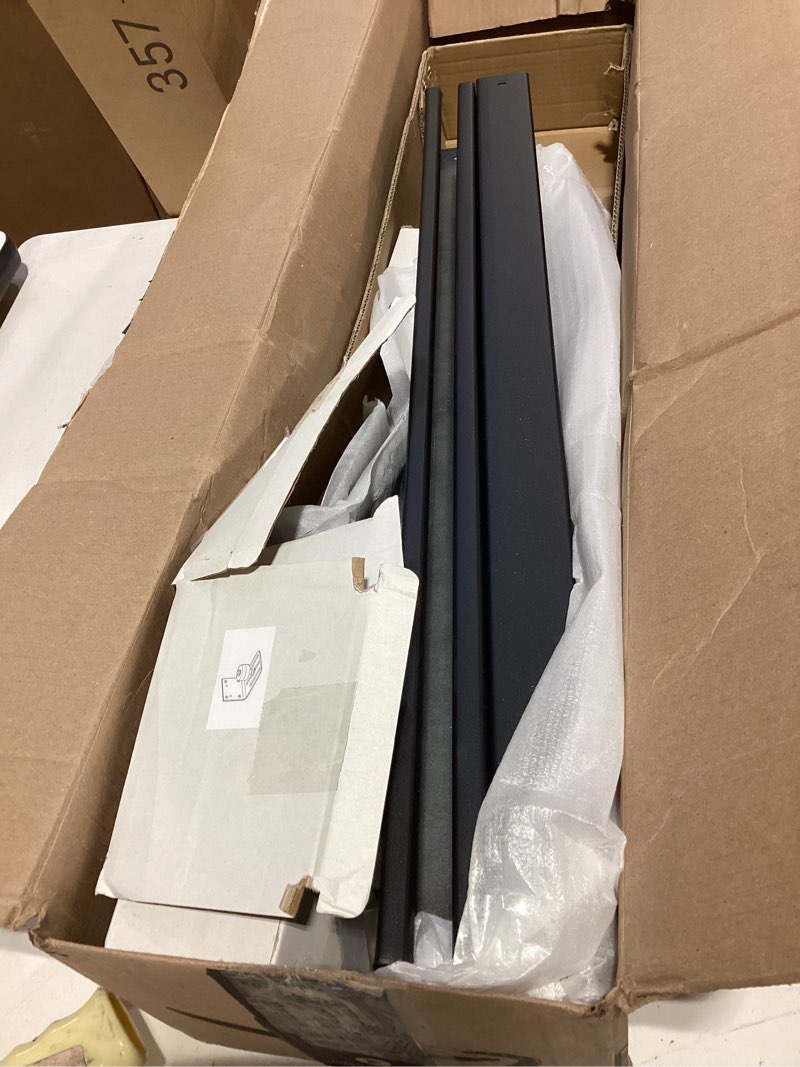 Condition photo showing As Is for smartstandard 10ft exterior sliding barn door hardware kit, box rail barn door track kit for outdoor use, 450lb capacity heavy duty wall mount kit, fix double 30" door 10ft track (for 2 door) matte black
