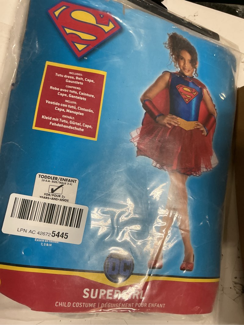 Condition photo showing New/Like New for Rubies DC Comics Superheroes: Supergirl Costume Dress for Kids, Girl's Toddler Toddler Supergirl zise 2-4