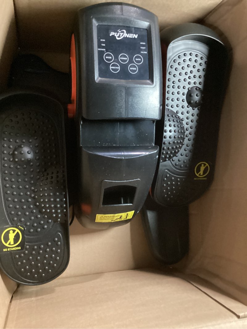 Condition photo showing As Is for under desk elliptical machine, electric elliptical leg exerciser for seniors with 12 adjustable, portable quiet elliptical exercise machine, seated pedal exerciser with remote control