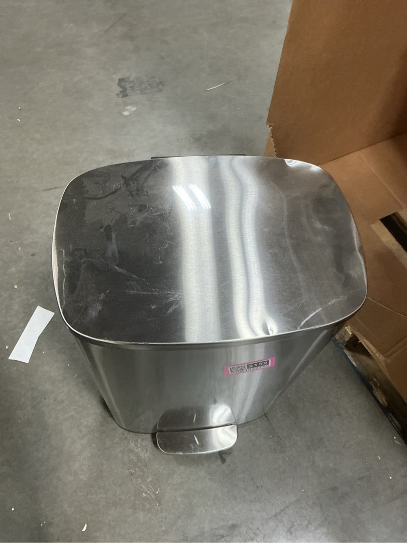 Condition photo showing As Is for (Incomplete) Garvee 13 gal / 50 L Stainless Steel Kitchen Trash Can with Lid, Large Rustproof Garbage Can for Kitchen, Step-on Metal Trash Bin with Inner Bucket, Rear Handle, Soft Close Lid, Silver 