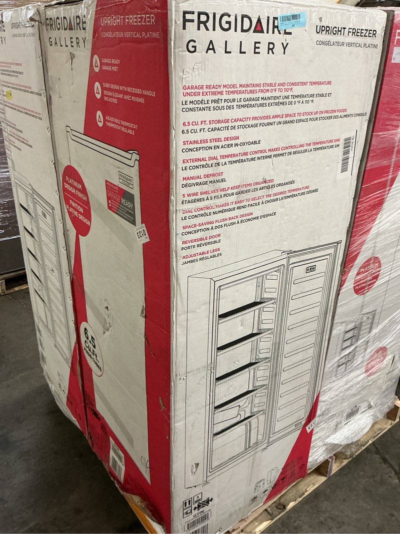 Condition photo showing As Is for Frigidaire Stainless Steel 6.5 Cu. ft. Full Size Upright Freezer