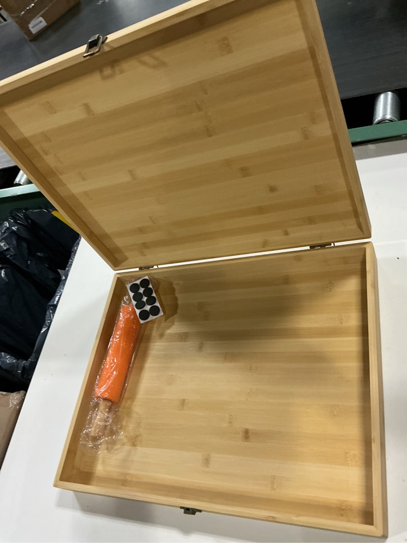 Condition photo showing Good Condition for maxdot bamboo roti box with lid and roller for rolling roti 19.7 x 15.8 x 3 inches non slip kneading board for kitchen