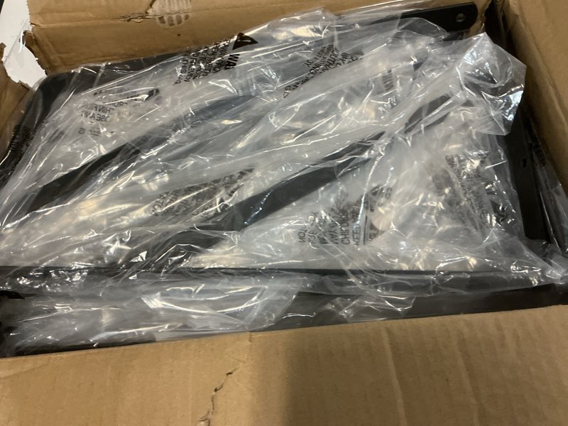 Condition photo showing New/Like New for 12 Pack L16 x H 10" Black Heavy Duty Shelf Brackets with Screws Metal Shelf Brackets Shelf Support Angle Brackets for Shelves L Brackets Heavy Duty Floating Shelf 12 Pack-Black 16''x10''