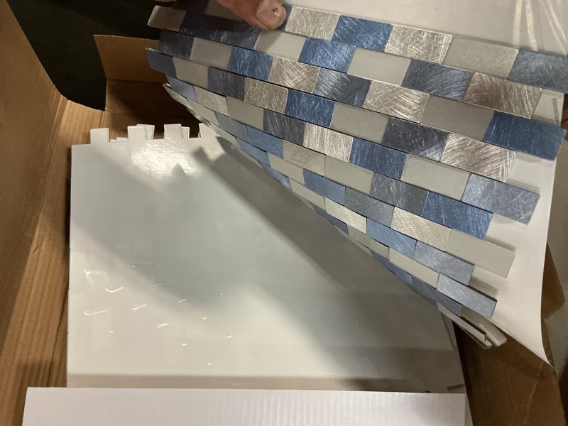Condition photo showing Good Condition for vaovi kitchen tiles backsplash peel and stick metal sticky brick mosaic wall stickers bathroom waterproof(10tiles,blue)