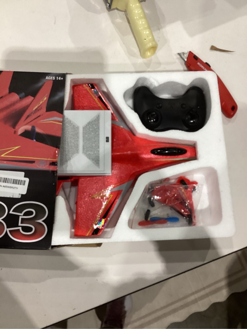 Condition photo showing Good Condition for Remote Control Airplane for Ages 14 Years and Up, 2 Channels Foam RC Planes Jet Wireless Toy,Hobby RC Aircraft Glider for Beginners Teen Adult Red Red-2 batteries