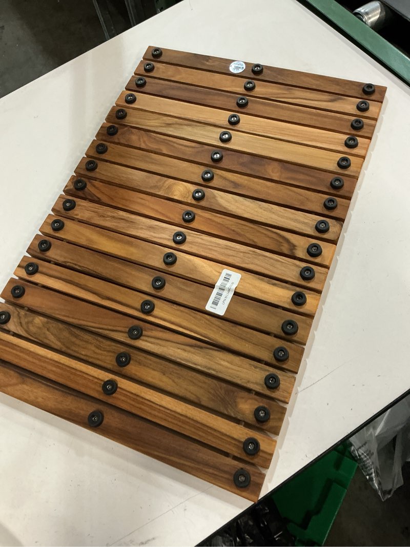 Condition photo showing Good Condition for Nordic Teak 100% Solid Teak Wood String Mat - Indoor and Outdoor Use - Non-Slip Wooden Platform for Sauna, Pool, Hot Tub Flooring Decor and Protector (Oiled Finish, 23.62" x 15.75") Oiled Finish 23.6" x 15.7" (Rectangular)