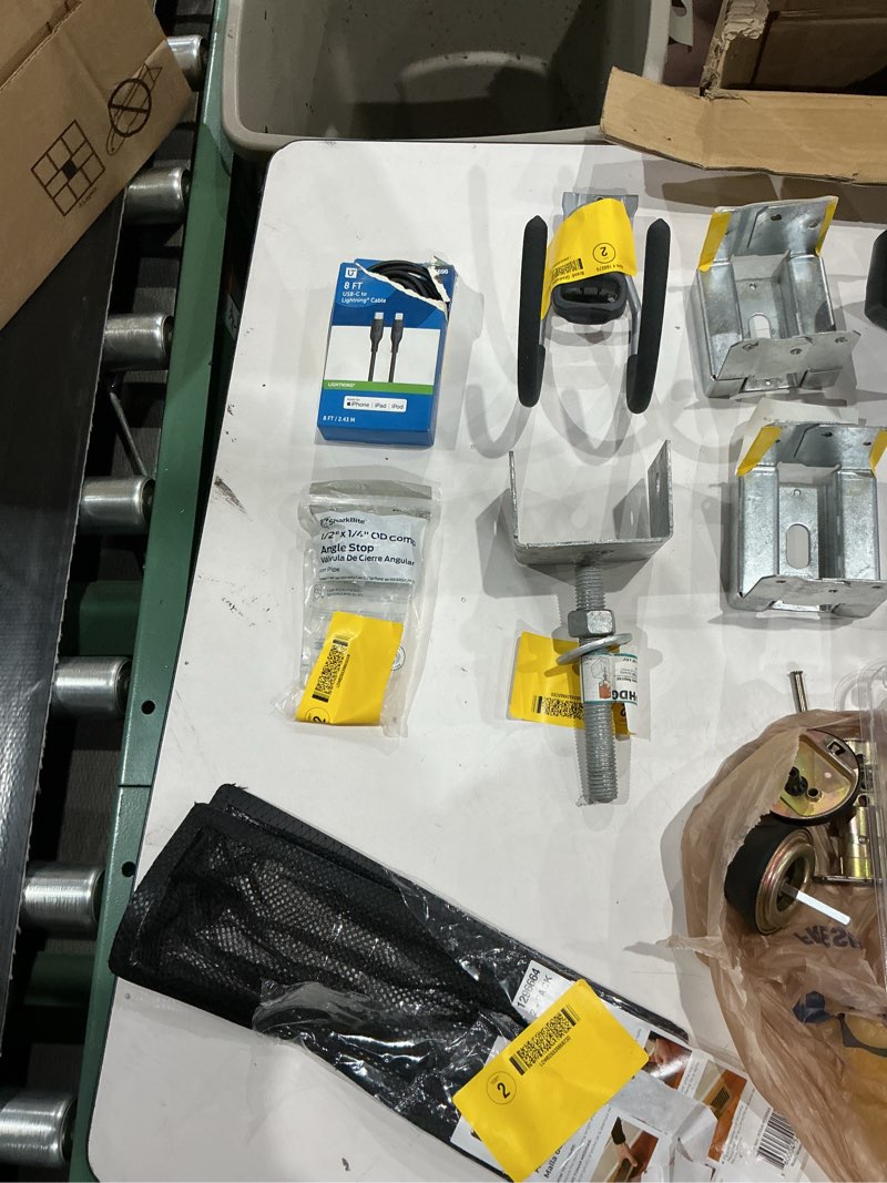 Condition photo showing As Is for assorted home improvement lot (small tools, screw, home accessories, etc.)
