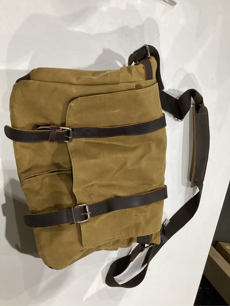 Condition photo showing New/Like New for vintage genuine leather waxed canvas briefcase large satchel shoulder bag rugged computer 15.6" laptop bag