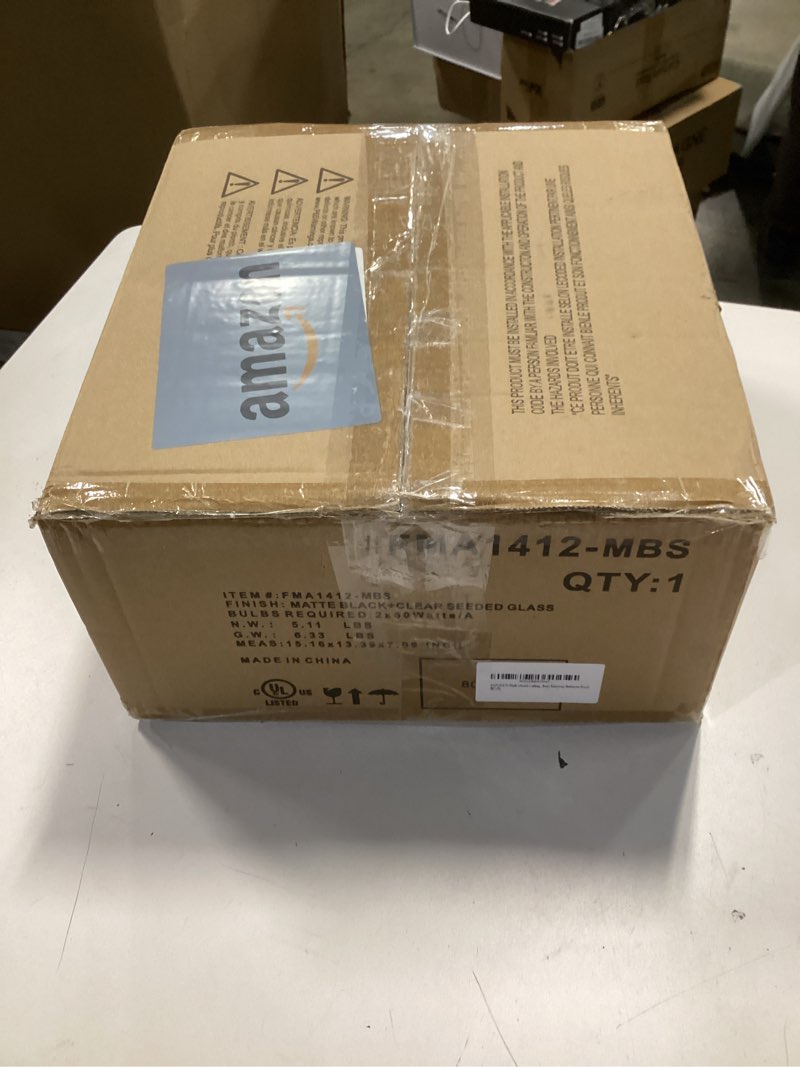 Condition photo showing New/Like New for EAPUDUN Flush Mount Ceiling Light, 12inch 2-Light Metal Close to Ceiling Light Fixture, Matte Black Finish with Seed Glass Shade for Hallway Entryway Bedroom Porch Matte Black with Seed Glass