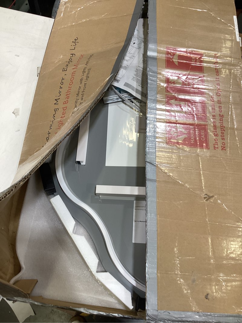 Condition photo showing Good Condition for smiror irregular backlit bathroom mirror with lights 20 x 36, asymmetrical cloud led lighted vanity mirror for wall, anit-fog, dimmable, memory function (horizontal/vertical) backlit 36"l x 20"w
