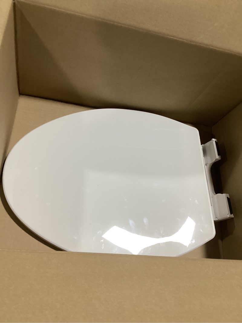 Condition photo showing Good Condition for (similar to) american standard 5503a00b.020 transitional elongated toilet seat soft close, white elongated front
