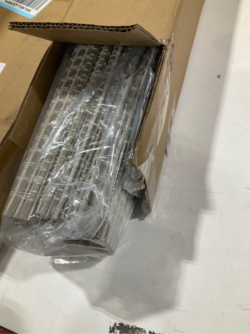 Condition photo showing Good Condition for lazblinds cordless bamboo roman shades for windows, light filtering natural bamboo blinds, easy lift cordless design for living room & bedroom, fits interior windows 24.5" w x 64" h, greystone greystone 24.5"w x 64"h