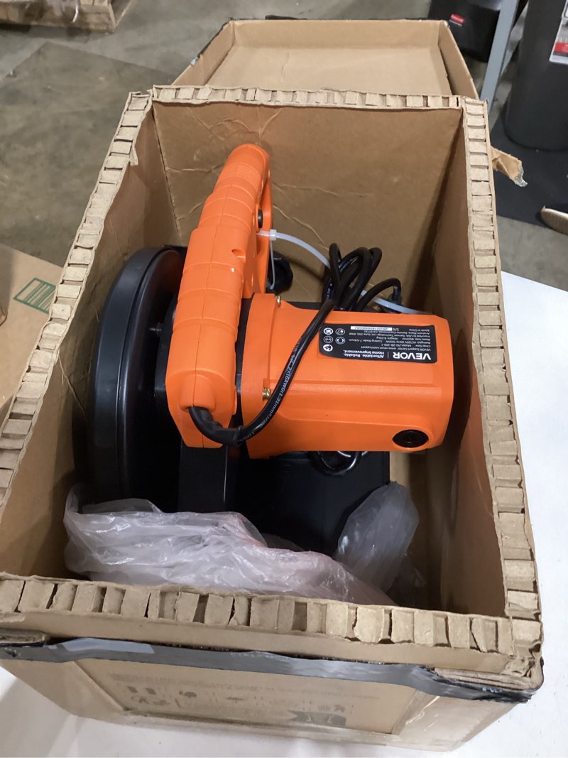 Condition photo showing As Is for vevor electric concrete saw, 16 in, 3200 w 15 a motor circular saw cutter with max. 6 in adjustable cutting depth, wet disk saws cutter includes water line, pump and blade, for stone, brick