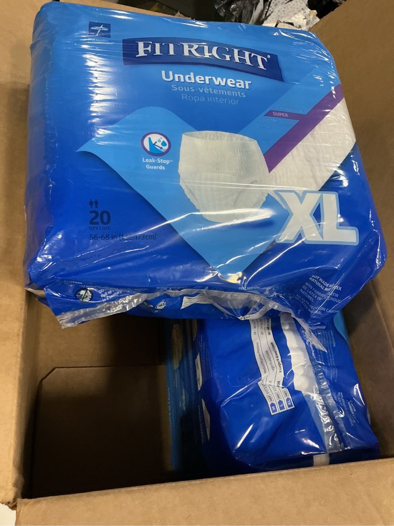 Condition photo showing New/Like New for (( size xl))medline fitright super protective underwear, medium, 80 counts