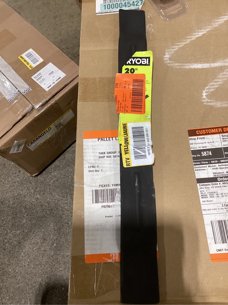 Condition photo showing As Is for 20 in. replacement blade for 40-volt 20 in. hp brushless lawn mowers