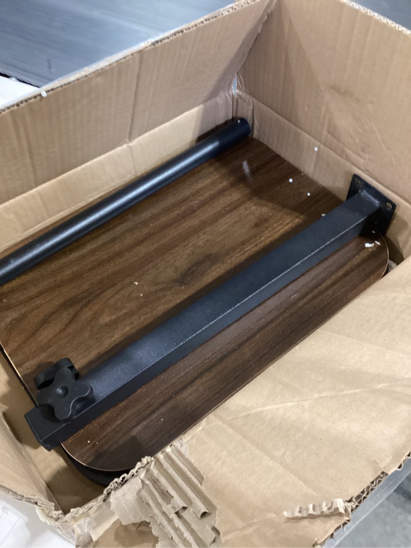 Condition photo showing As Is for adjustable height c shaped side table with pneumatic lift, 360° swivel & hidden wheels, couch end tables that slide under, rotating coffee table for sofa bed, home office use 23.6''x15.8'' (cream)