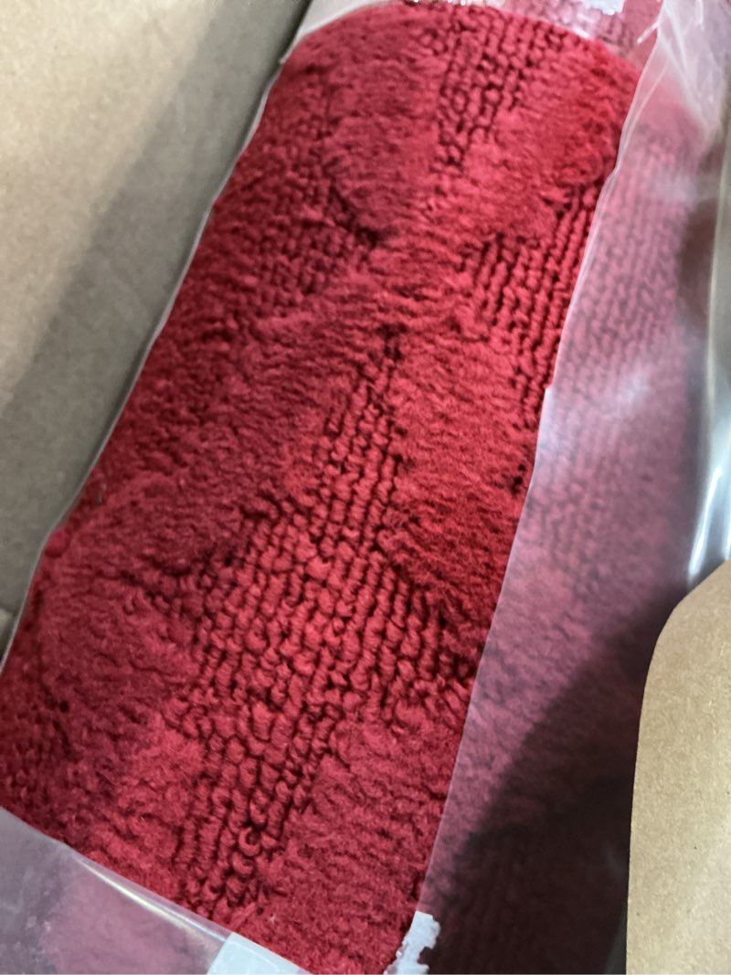 Condition photo showing Good Condition for garland rug sparta non slip polypropylene 3 ft. x 12 ft. chili pepper red area rug- ideal for living rooms & hallways, stylish & durable for high-traffic areas chili pepper red 3' x 12' (rectangular)