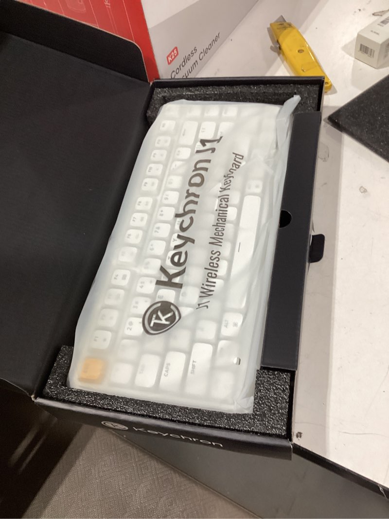 Condition photo showing Good Condition for keychron kj1 low profile wireless mechanical keyboard - 75% layout banana switch, qmk rgb backlit, 2.4g/bluetooth/usb-c, double-shot pbt keycaps, 2000mah battery, mac/win/linux compatible - white white - banana switch
