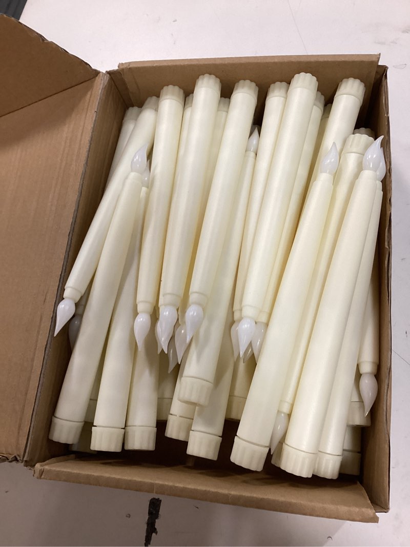 Condition photo showing Good Condition for Baquler Flameless Flicker Taper Candles LED Candles Flickering Warm White Light Ivory LED Candlesticks Window for Christmas Wedding Home Decor(8.5 Inches,50) 8.5 Inches 50