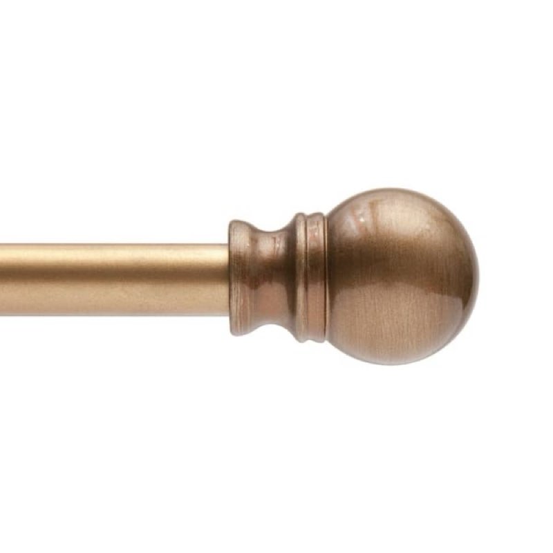 Kenney Davenport 1/2" Petite Café Decorative Window Curtain Rod, 48-86", Brushed Brass