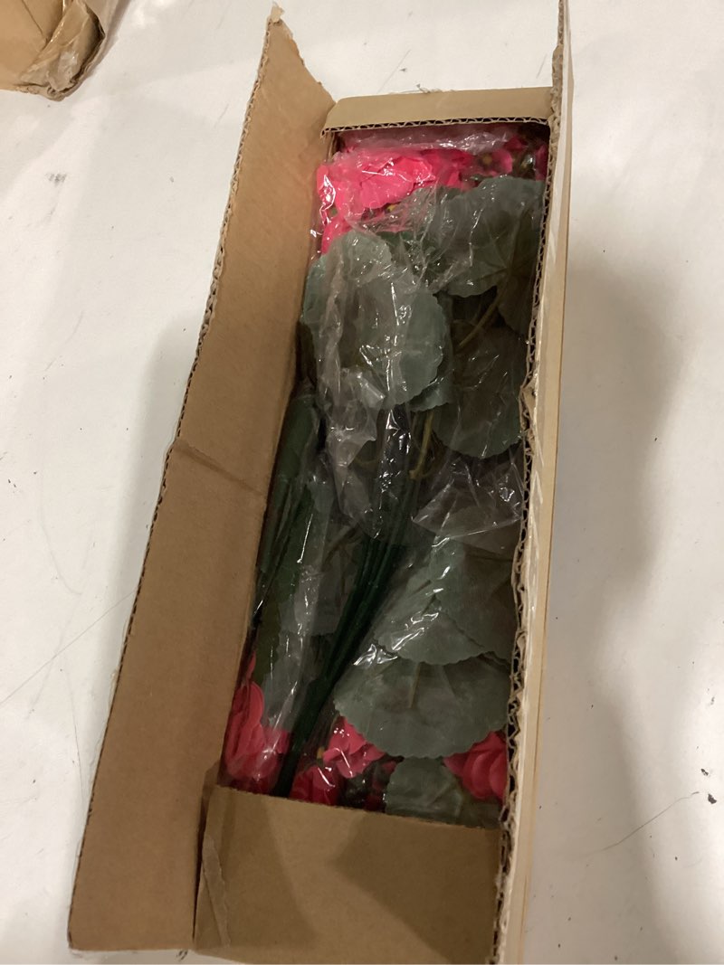 Condition photo showing Good Condition for artificial geranium fake flowers for outdoors decoration, 6 bundles silk geraniums flower uv resistant look real faux plants for front door garden porch planter patio balcony yard indoor home, mix 3 pink, 3 hot pink