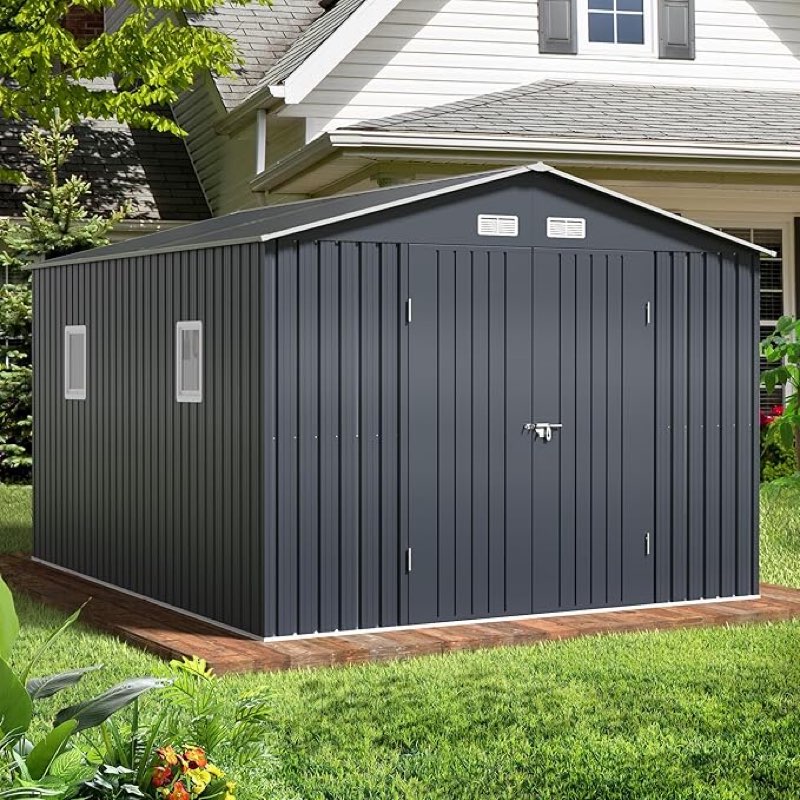 Products incomplete, 10X12 FT Outdoor Metal Storage Shed with Windows
