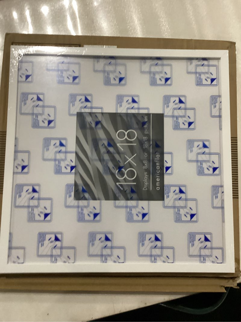Americanflat 18x18 Picture Frame with Polished Plexiglass - Use as 8x8 Frame with Mat or Display 18x