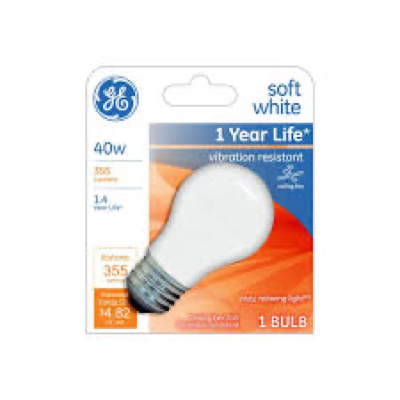 (Case of 24 lights). Dimmable Light Bulb GE 40W A15 FAM SFT WHITE