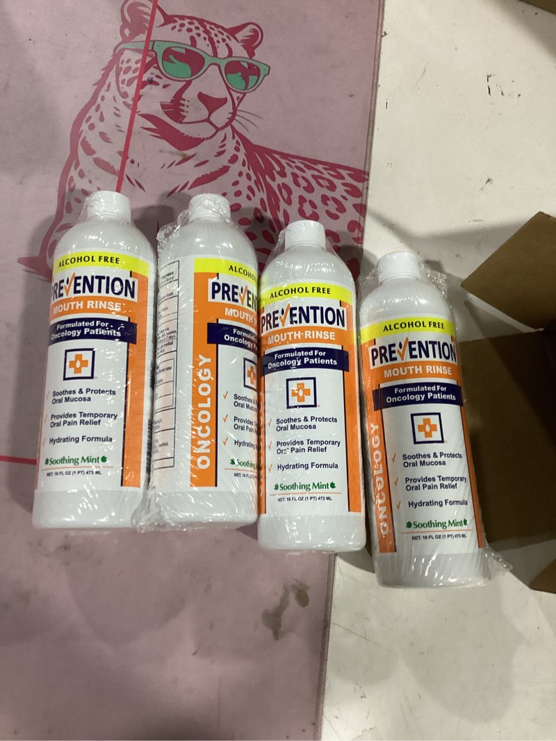 Condition photo showing New/Like New for prevention oncology mouthwash, alcohol free, hydrogen peroxide 16 oz 1-pack | specially formulated rinse for oncology treatment, soothing, gentle, moisturizing relief of dry mouth & mouth sores 4 count (pack of 1)