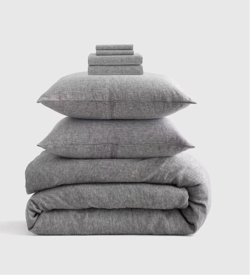 european linen chambray deluxe bedding bundle charcoal king 
