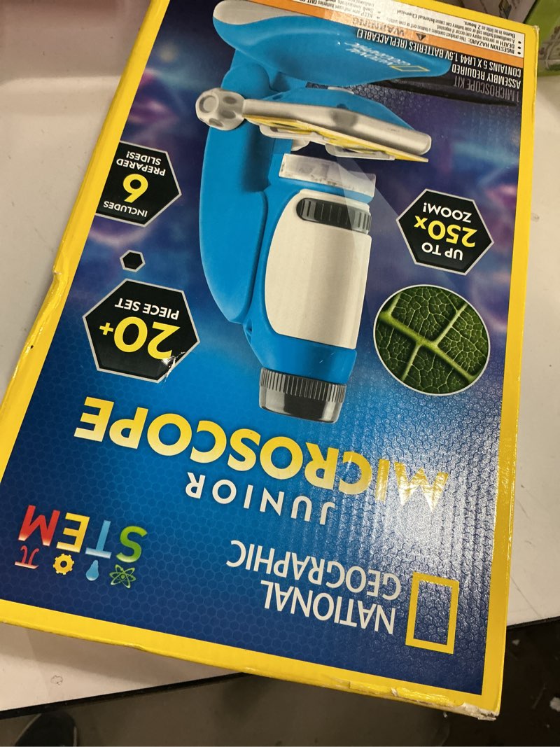 Condition photo showing Good Condition for National Geographic Junior Microscope for Kids- Kit Includes Up to 250x Magnification Handheld Mini Attachment, 12 Slides, Lab Guide, Science Toy for Ages 6-12, STEM Project