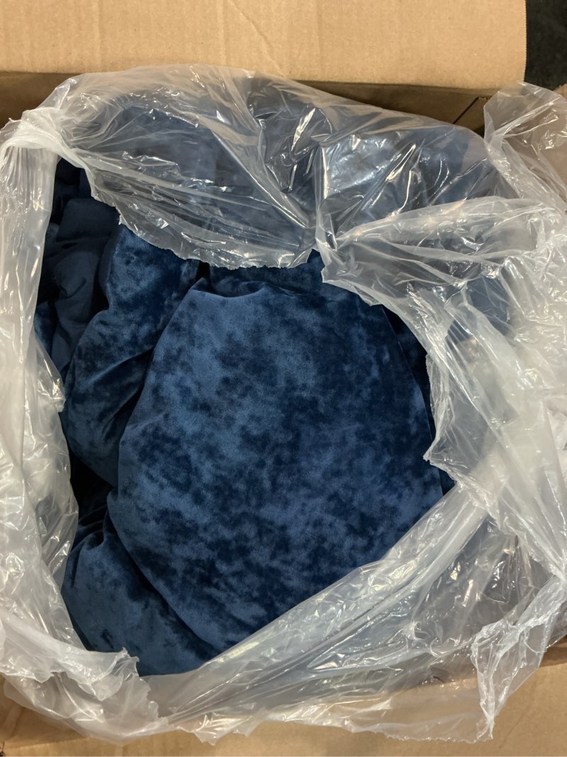 Condition photo showing As Is for Fredsure Distressed Velvet Comforter Set, 5 Pieces Navy Queen, Distressed Velvet Face and Brushed Microfiber Reverse Queen Navy