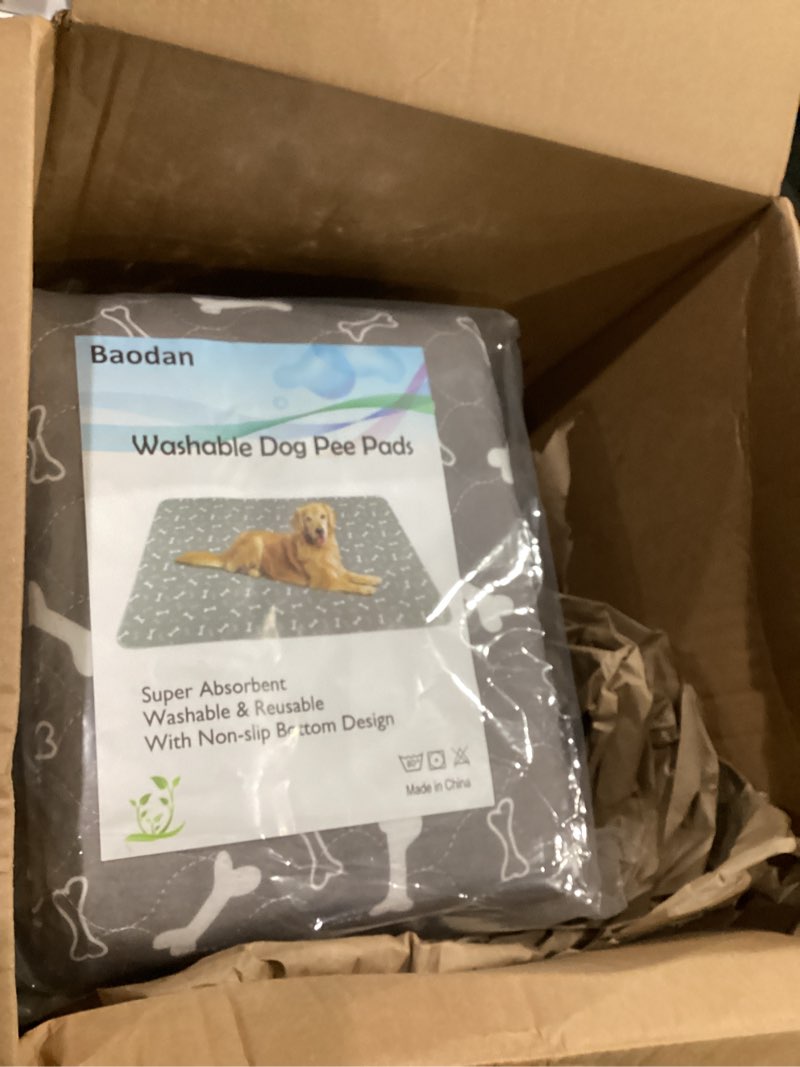 Condition photo showing Good Condition for Washable Pee Pads for Dogs Large 72" x 72" 2-Pack Reusable Puppy Pads Pet Training Pads, Fast Absorb Dog Mats, Waterproof Whelping Pad, Non-Slip Protects Against Urine Leakage Gray 72*72 Inch (Pack of 2)