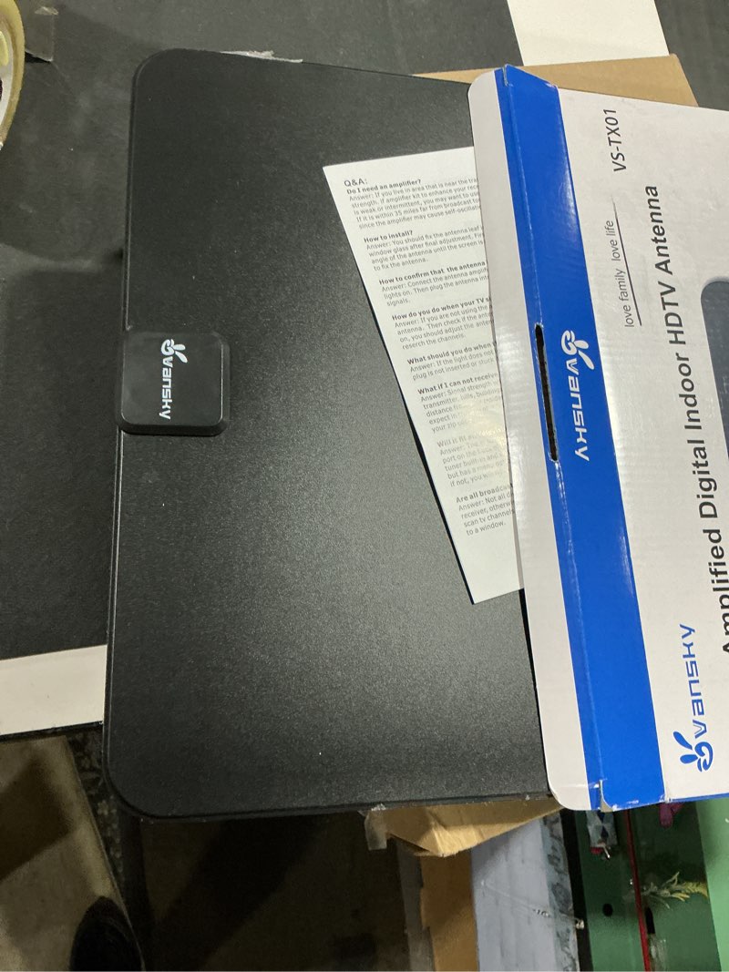 Condition photo showing Good Condition for TV Antenna Indoor, Digital Amplified Indoor HDTV Antenna, 1080p VHF UHF Television Local Channels Detachable Signal Amplifier and 16.5ft Long Coax Cable Black