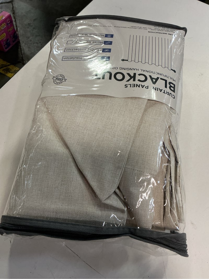 Condition photo showing New/Like New for 100% Blackout Shield Linen Blackout Curtains for Bedroom 84 Inches Long, Back Tab/Rod Pocket Living Room Drapes, Thermal Insulated Blackout Curtains 2 Panels Set, 50" W x 84" L, Cream Cream 50"W x 84"L (Pack of 2)