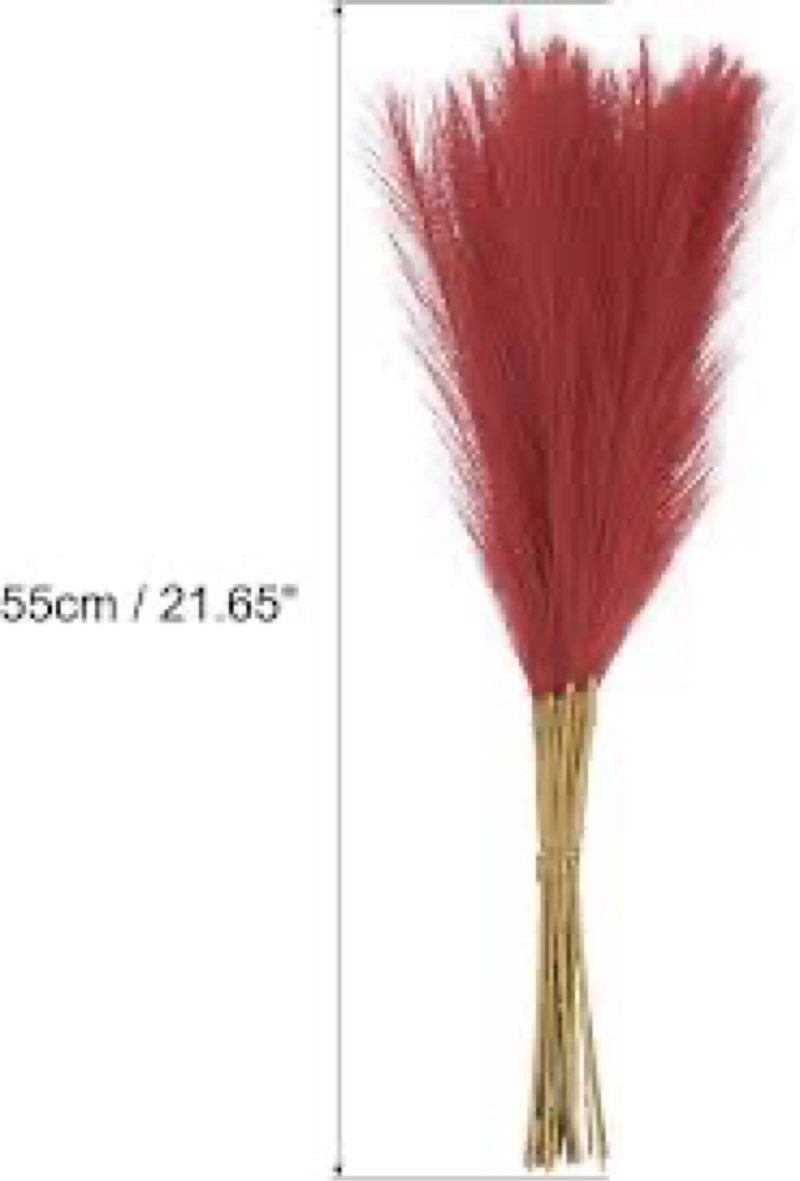 MECCANIXITY 20Pcs Faux Pampas Grass,21"/55cm Fake Pampas Grass Decor for Living Room Party Wall Vase Wedding Decoration,Burgundy