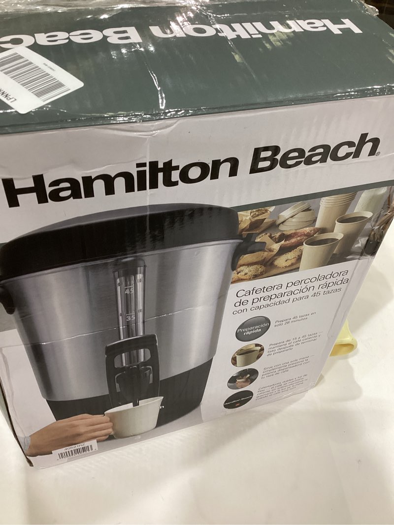 Condition photo showing As Is for Hamilton Beach 45 Cup Fast Brew Coffee Urn and Hot Beverage Dispenser, 40521
