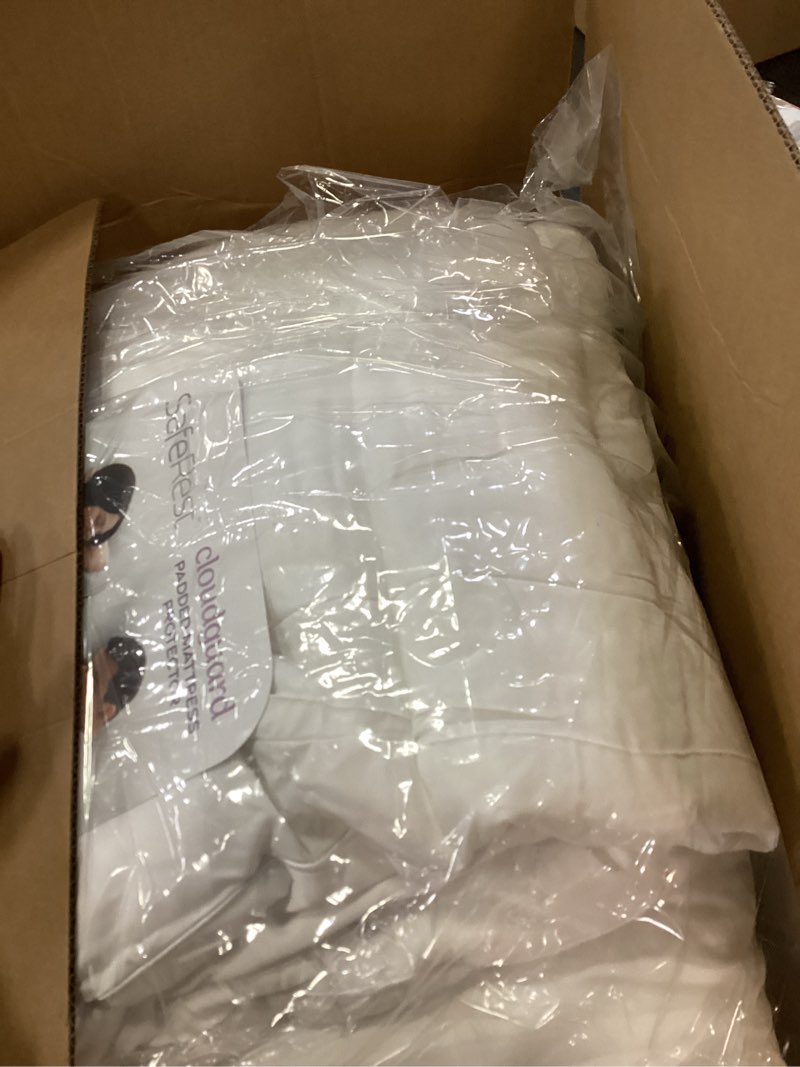 Condition photo showing As Is for SafeRest Cloud Guard Hybrid Mattress Protector & Pad (Extra Padded) - Waterproof Quilted Pillow Top Mattress Cover - Thick, Plush, Fitted Mattress Topper for Bed - Twin XL Size CloudGuard (Ultra Padded) Twin XL