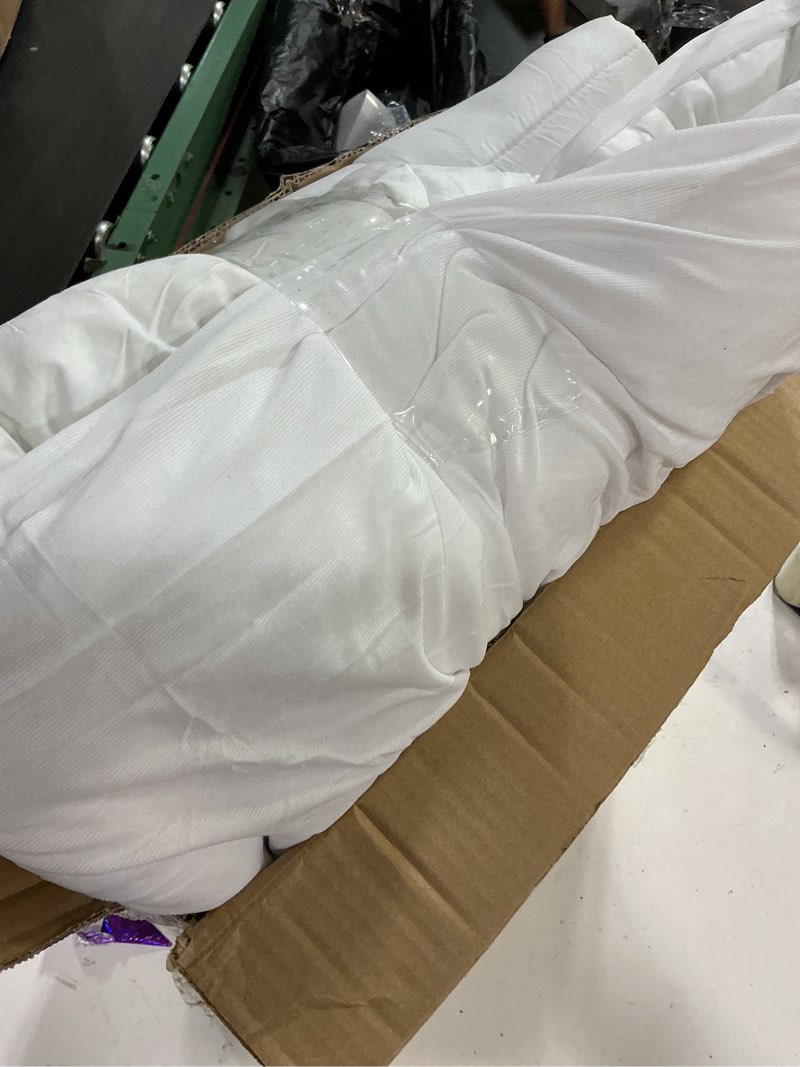 Condition photo showing As Is for sopat queen size mattress topper, extra thick pillow top, soft down alternative fill, deep pocket mattress pad, 60x80 in, white, machine washable white color queen
