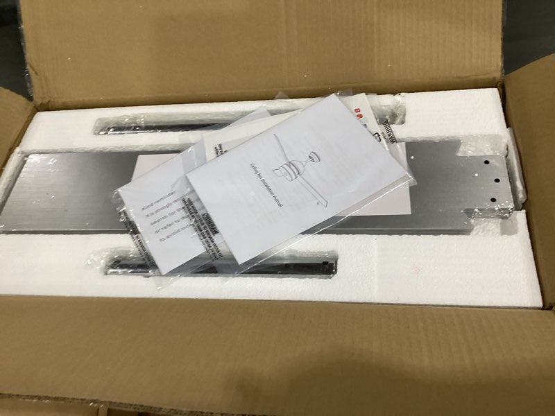 Condition photo showing New/Like New for 52 inch plated finish ceiling fan with rgb dimming led light,with music bluetooth speaker,remote control,3-speed regulation,reversible motor,timing,for living room,bedroom,restaurant,outdoor silver plywood fan blades -fan008-b 52 inches
