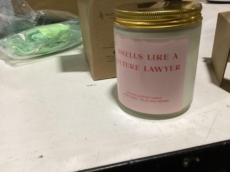 Condition photo showing New/Like New for lawyer gifts for women - cool gifts for lawyers - law school graduation decorations - scented candle