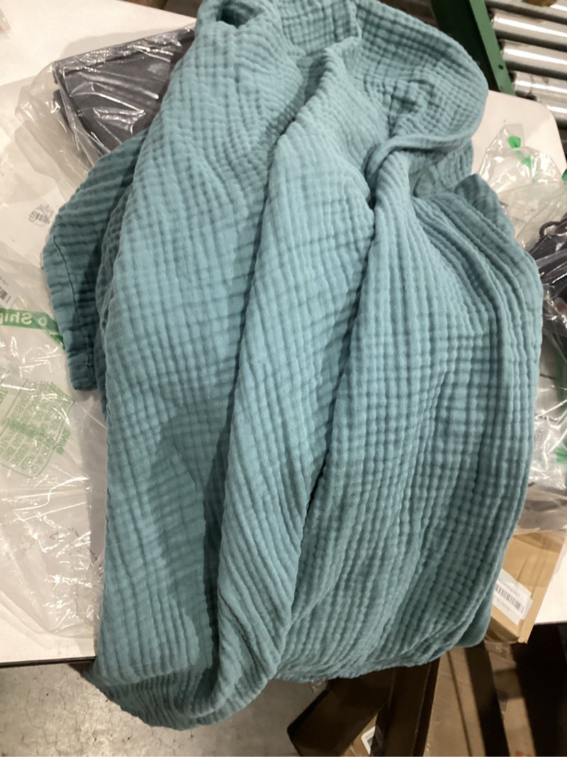 SIMILAR TO, BLUE ACCOTIA 6 Layer 100% Cotton Muslin Blanket Queen Size 80" x 90", Lightweight Breathable Soft Gauze Blanket for Bed Couch Sofa All Season, BLUE 