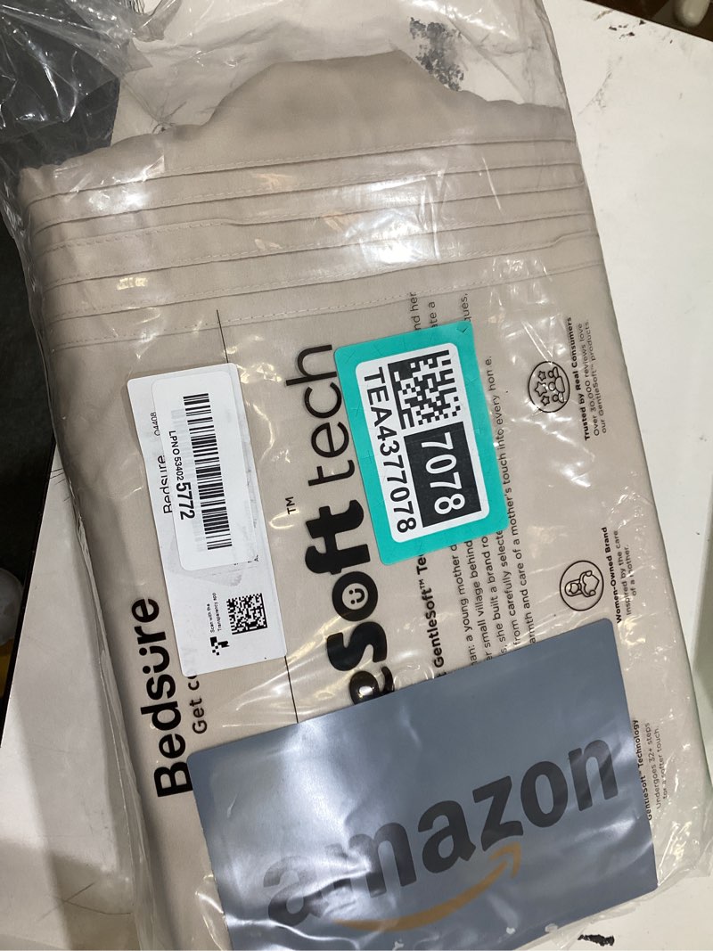 Condition photo showing New/Like New for bedsure deep pocket king sheet set - fits mattresses up to 21 inches thick - 4 piece gentlesoft bed sheets, moisture wicking, soft & cooling bedsheet & pillowcases, easy & secure fit, linen 08 - linen king