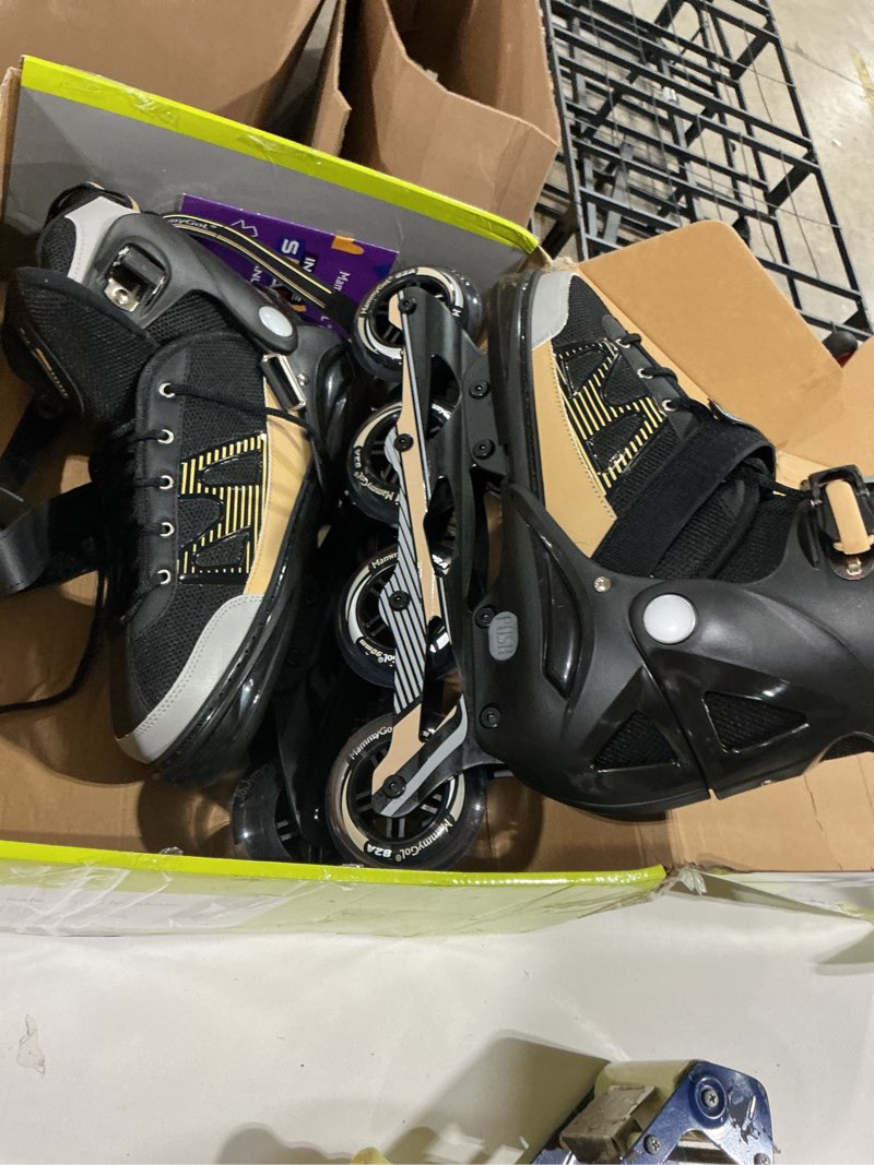 Condition photo showing Good Condition for mammygol adult inline skates for men women, blades roller with carbon steel bearings, tpr brake, 3d mesh, eva lining, pvc upper | adjustable size better fit for beginner skating khaki xxl(men9.5-12/women10.5-13)